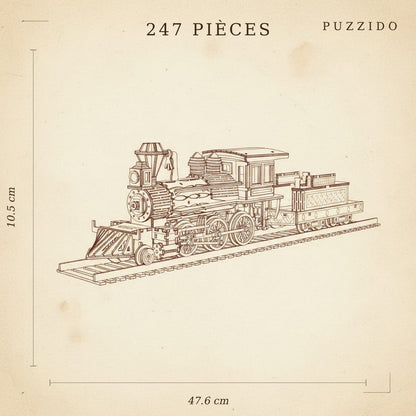 Puzzle 3D du Train à Vapeur, plan technique avec dimensions