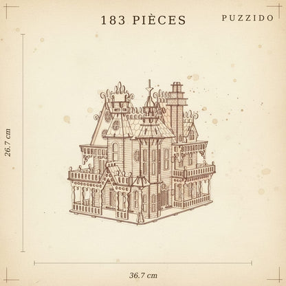 Puzzle 3D de la Villa Rose en bois, assemblé - vue 2