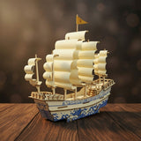 Puzzle 3D en Bois Voilier Ming Antique