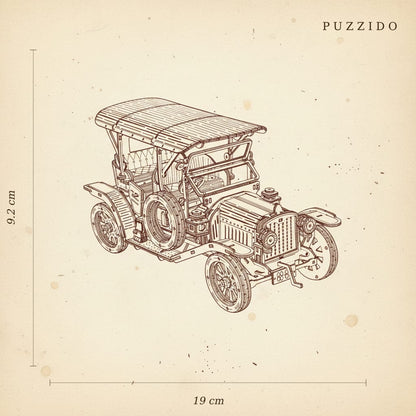 Puzzle 3D de la Voiture Vintage en bois, assemblé - vue 2